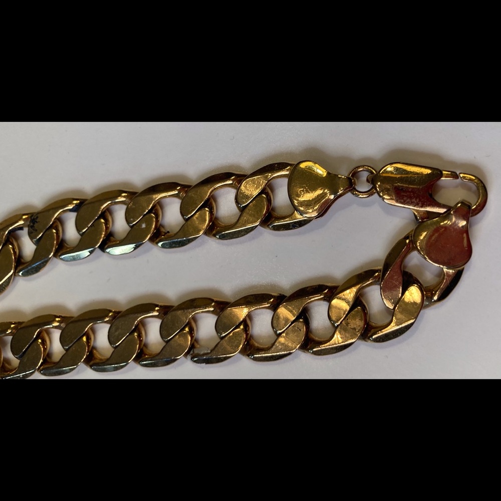 Unisex gold plated Cuban link bracelets, lobster closure - Picture 4 of 10